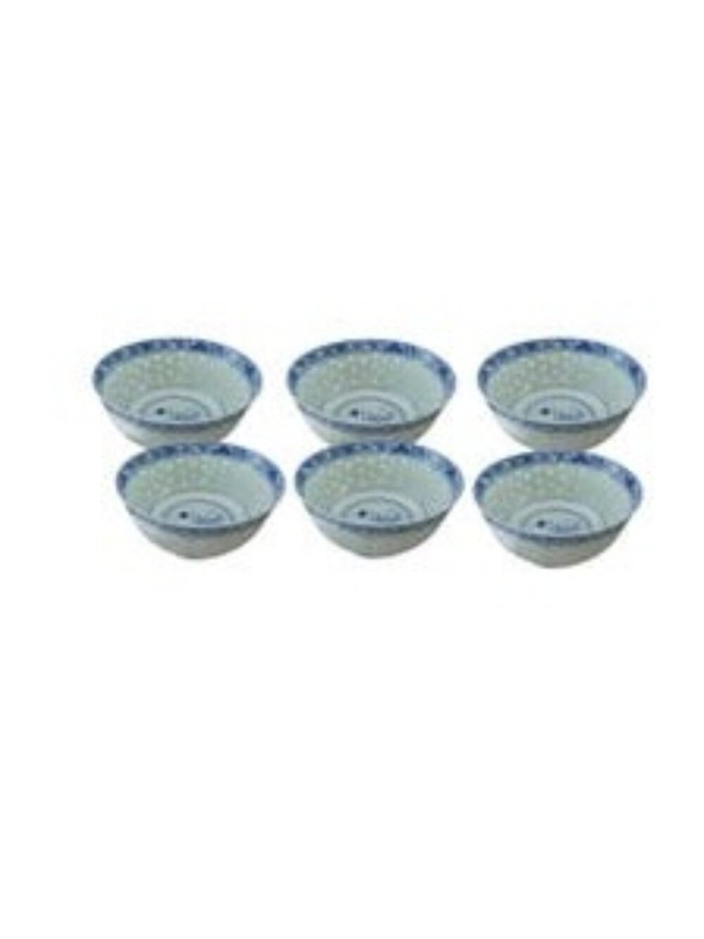China Dish Small Set of 6 with Rice Grain Translucent Design Vintage Decor-flaw